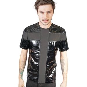Lip Service mesh pvc cross top